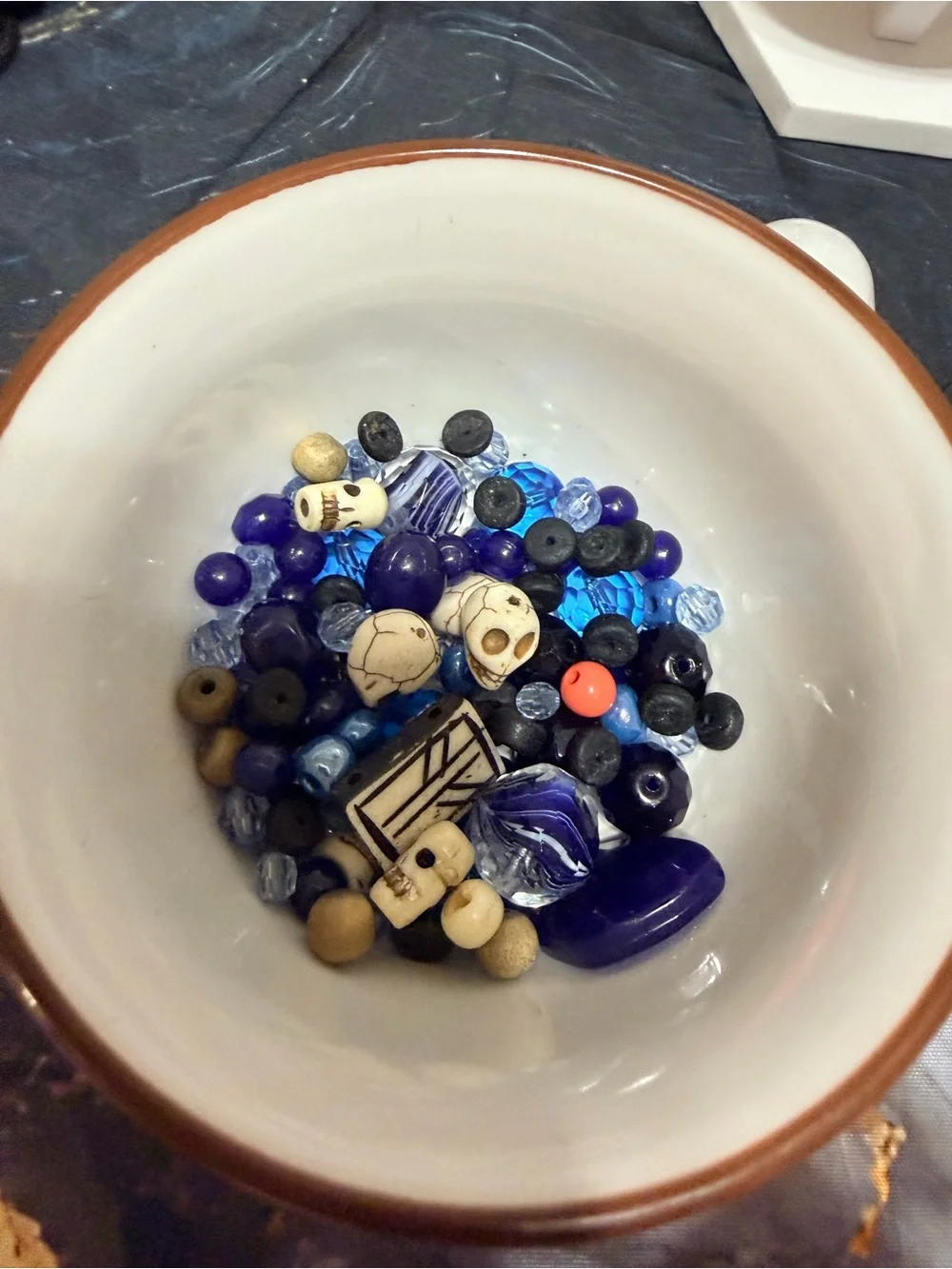 Crystal skull and beads lot Vintage